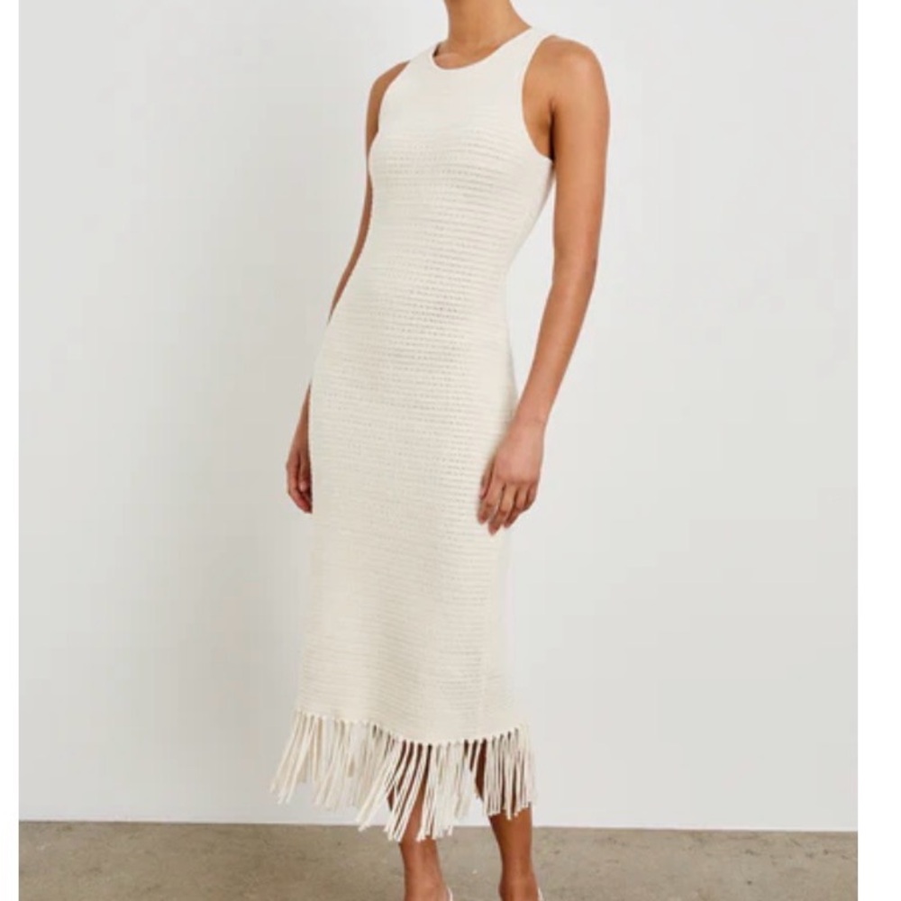 Rails Ecru Nia Sleeveless Knit Fringe Maxi Dress